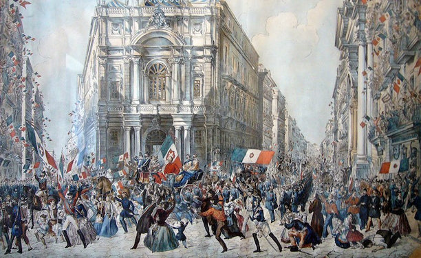 Detail from Franz Wenzel Schwarz, Giuseppe Garibaldi entering Naples in 1860. via Wikimedia Commons.