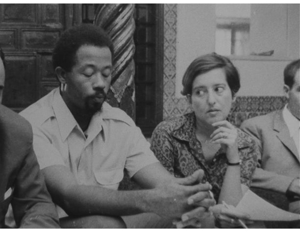 Eldridge Cleaver and Elaine Mokhtefi, FLN headquarters, 1969.