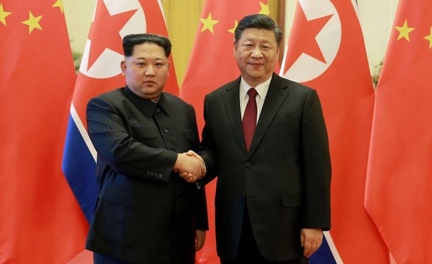 Kim Jong-un and Xi Jinping in Beijing, March 2018. 
