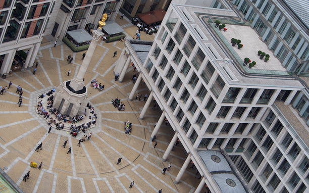 London Stock Exchange, Paternoster Square, as seen from St. Paul's Cathedral. Photo: Elias Gayles. via Flickr.