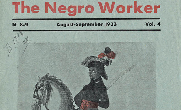 Detail from the cover of The Negro Worker, August-September, 1933. via The Public Archive.