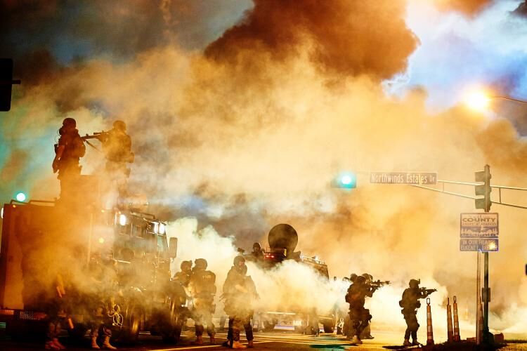 Riot Police Using Tear Gas in Ferguson, MO