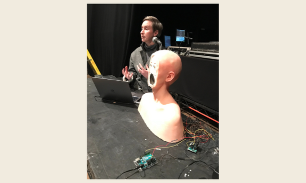 Joanna Walsh in conversation with Caroline Campbell's queer feminist Loiterbot, at the ICA, London