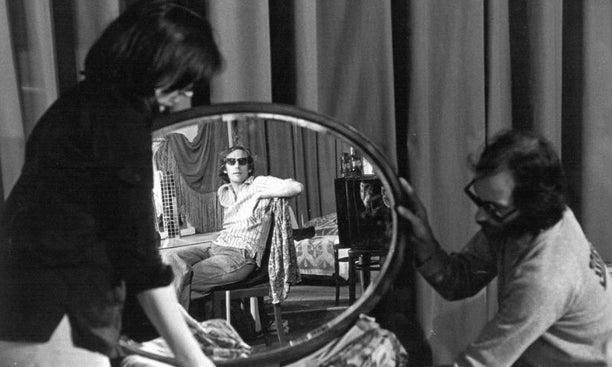 Image credit: BFI; Laura Mulvey and Peter Wollen on the set of 'The Riddles of the Sphinx'