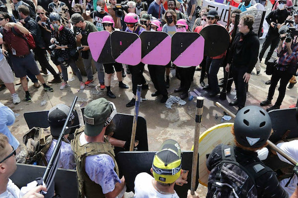 Antifascists in Charlottesville, August 12. via It's Going Down.