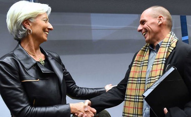 IMF head Christine Lagarde with Yanis Varoufakis.