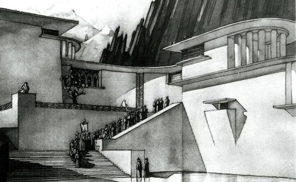 Detail from Stephen Gooson, set design for Lost Horizon (1937).