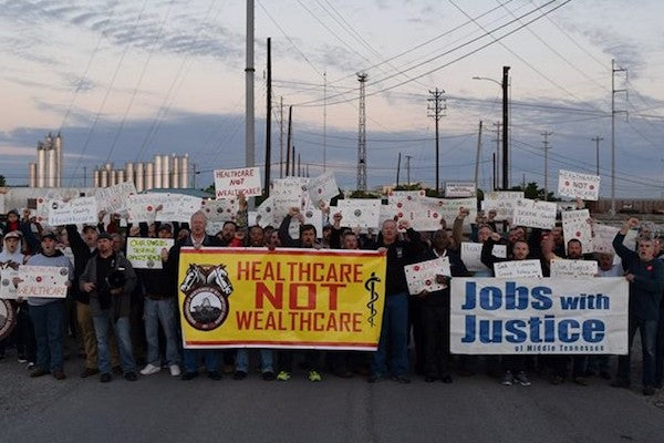 May 3 national railroad workers day of action at the CSX Radnor Yard in Nashville. via Railroad Workers United.