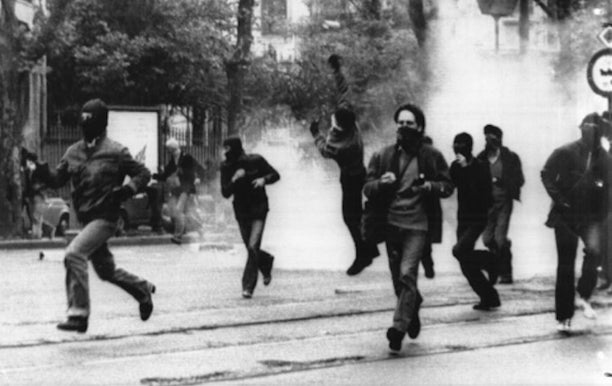 Clashes in Turin after the killing of Walter Rossi, October 1, 1977. via Wikimedia Commons.