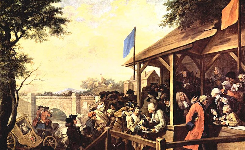 Detail from William Hogarth, The Polling (from the Humours of an Election series), 1755.