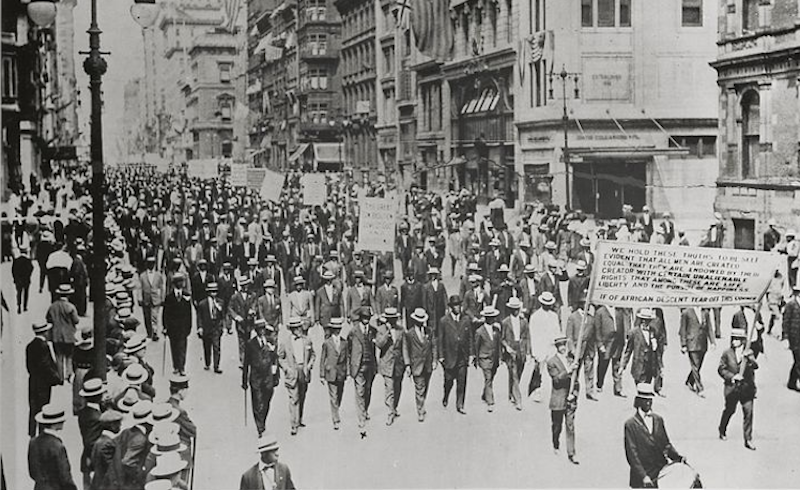 1917 Silent Protest Parade in New York. via Wikimedia Commons.