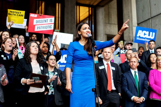 Newly elected member of Congress Alexandria Ocasio-Cortez speaks at a rally in November 2018.