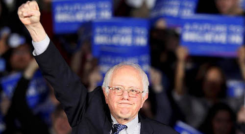 Image for blog post entitled Bernie Sanders “virtually ties” in Iowa caucus and calls for a political revolution