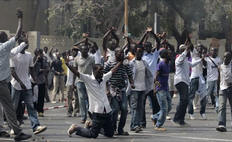 Protests in Dakar earlier this year. via ROAPE. 