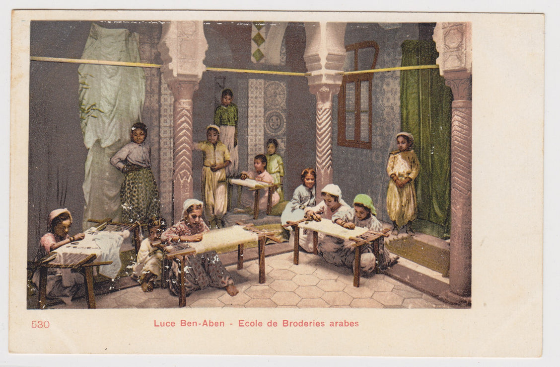 Postcard, School of Embroidery, Algiers (1905). 