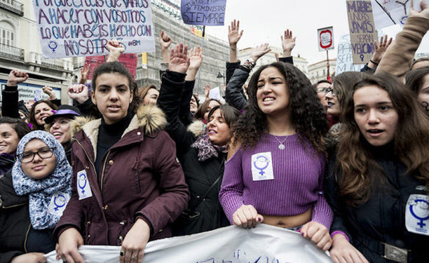 Women strike in Spain, March 8, 2018.