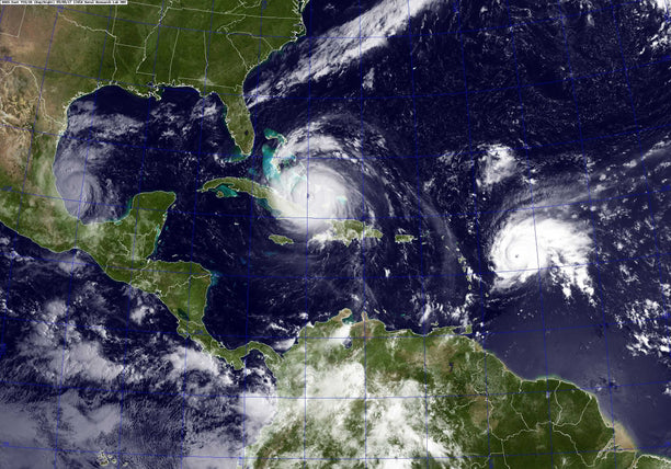 Hurricanes Irma, Jose and Katia 2017. via Wikimedia Commons.