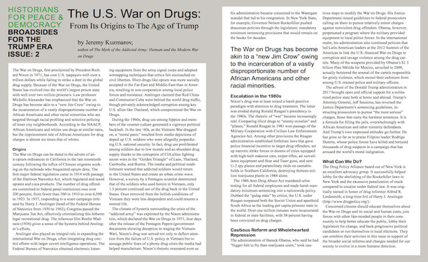 Broadside for the Trump Era: The U.S. War on Drugs — From Its Origins to The Age of Trump