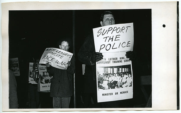 Men picketing an event commemorating the 100th anniversary of WEB Du Bois at Carnegie Hall, with Martin Luther King as keynote speaker.  February 23, 1968