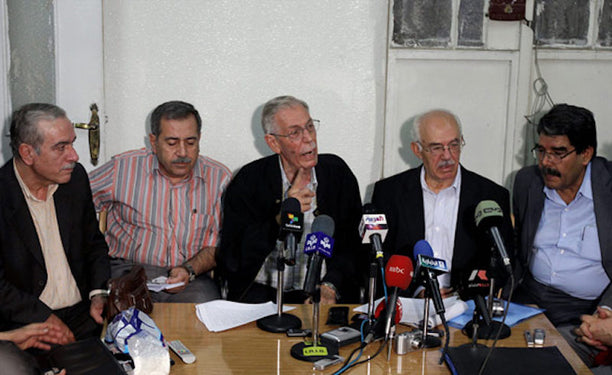 Leaders of the National Coordination Body for Democratic Change at a November 2012 press conference. 