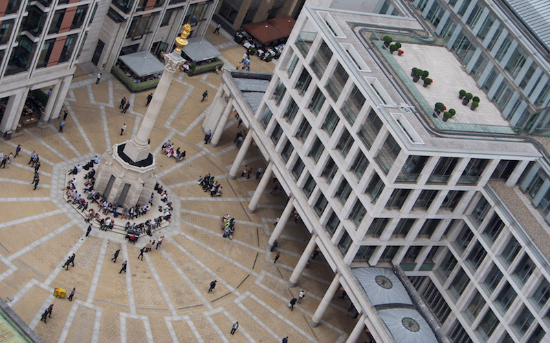 London Stock Exchange, Paternoster Square, as seen from St. Paul's Cathedral. Photo: Elias Gayles. via Flickr. 
