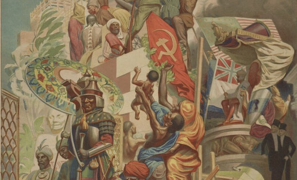 Detail from "Stalin: 'Russian Revolution has given National Life & Development to Many Groups in Russia,'"1930. via Russian Posters Collection, 1919-1989 and undated. // David M. Rubenstein Rare Book & Manuscript Library, Duke University.