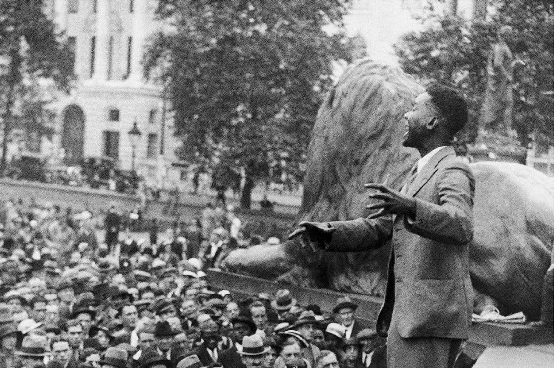 C. L. R. James giving a speech at a rally for Ethiopia in London