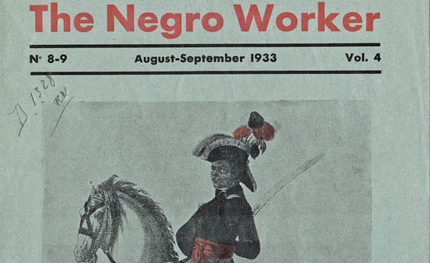 Detail from the cover of The Negro Worker, August-September, 1933. via The Public Archive. 