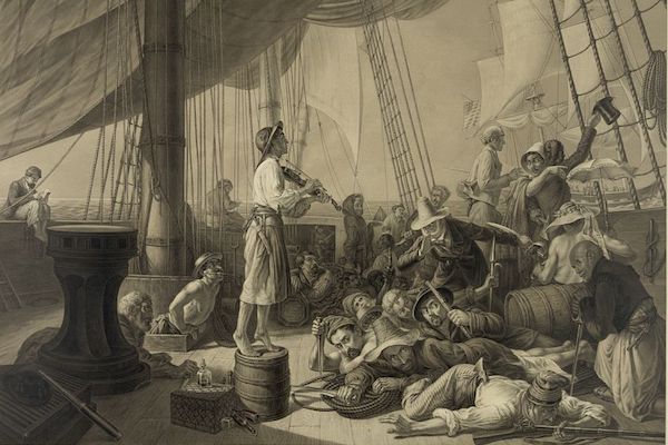 The pirates' ruse luring a merchantman in the olden days, 1896. via Library of Congress.