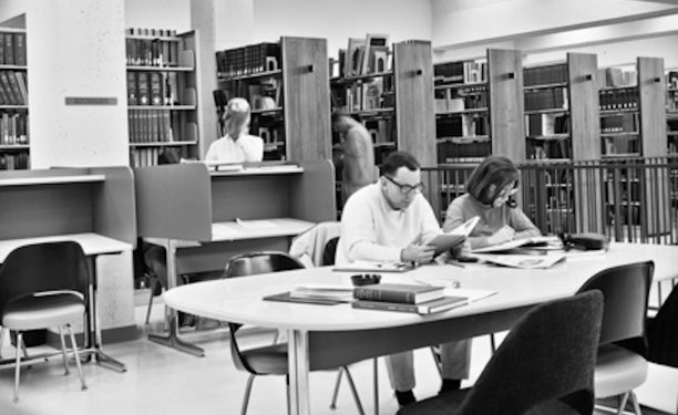 UCSD undergraduate library, 1966. Photo: Robert Glasheen. via Special Collections & Archives, UC San Diego.