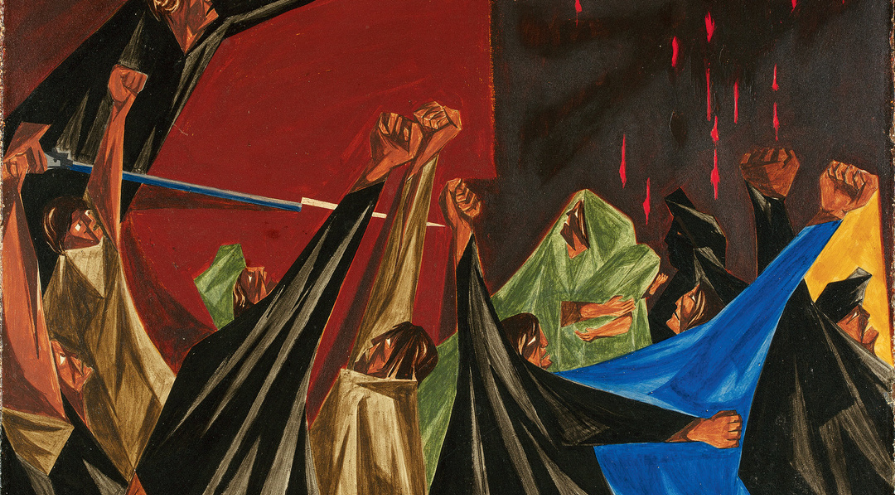 Panel 1 of “Struggle: From the History of the American People” by Jacob Lawrence