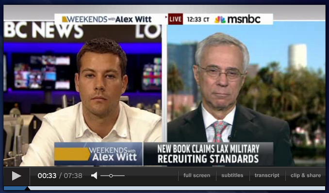 Image for blog post entitled Matt Kennard discusses the erosion of military recruiting standards on MSNBC