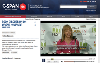 Image for blog post entitled Medea Benjamin at <em>Chicago Tribune</em> Printers Row Lit Fest