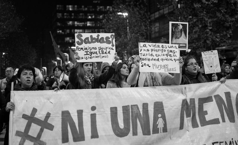 Ni Una Menos demonstration in Montevideo, June 2015. Photo: Sofía González, via Flickr. 
