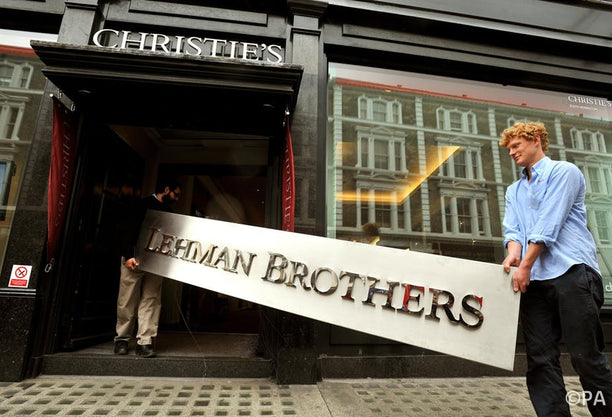 A sign from the Lehman Brothers' London office was recently sold at auction.