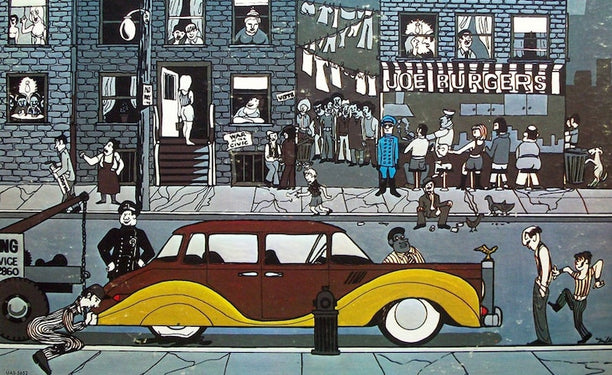 Detail from the cover of War's The World is a Ghetto, drawn by Howard Miller.