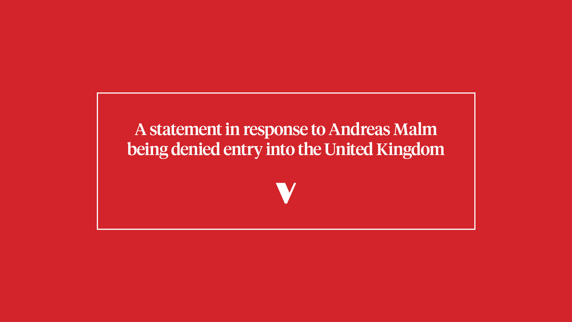 A statement in response to Andreas Malm being denied entry into the United Kingdom
